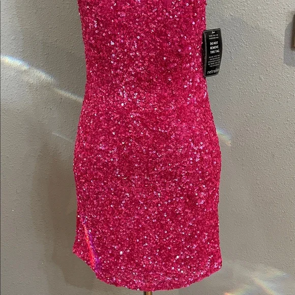 Retrofete OLIVIA SEQUIN MINI DRESS Sunset pink S - conticontadores.com.br